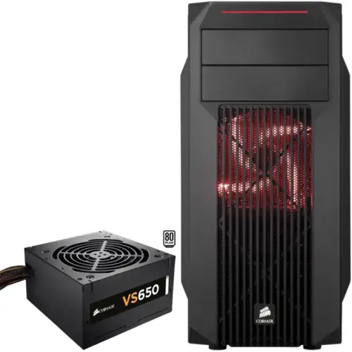 Corsair Carbide Serisi SPEC-02 Red LED Mid-Tower Gaming Kasa + VS Serisi VS650 650W 80Plus Güç Kaynağı