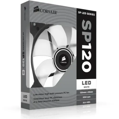 Corsair Air Serisi AF120 Quiet Edition CO-9050015-WLED Beyaz Led Yüksek Hava Akışlı 120mm Fan