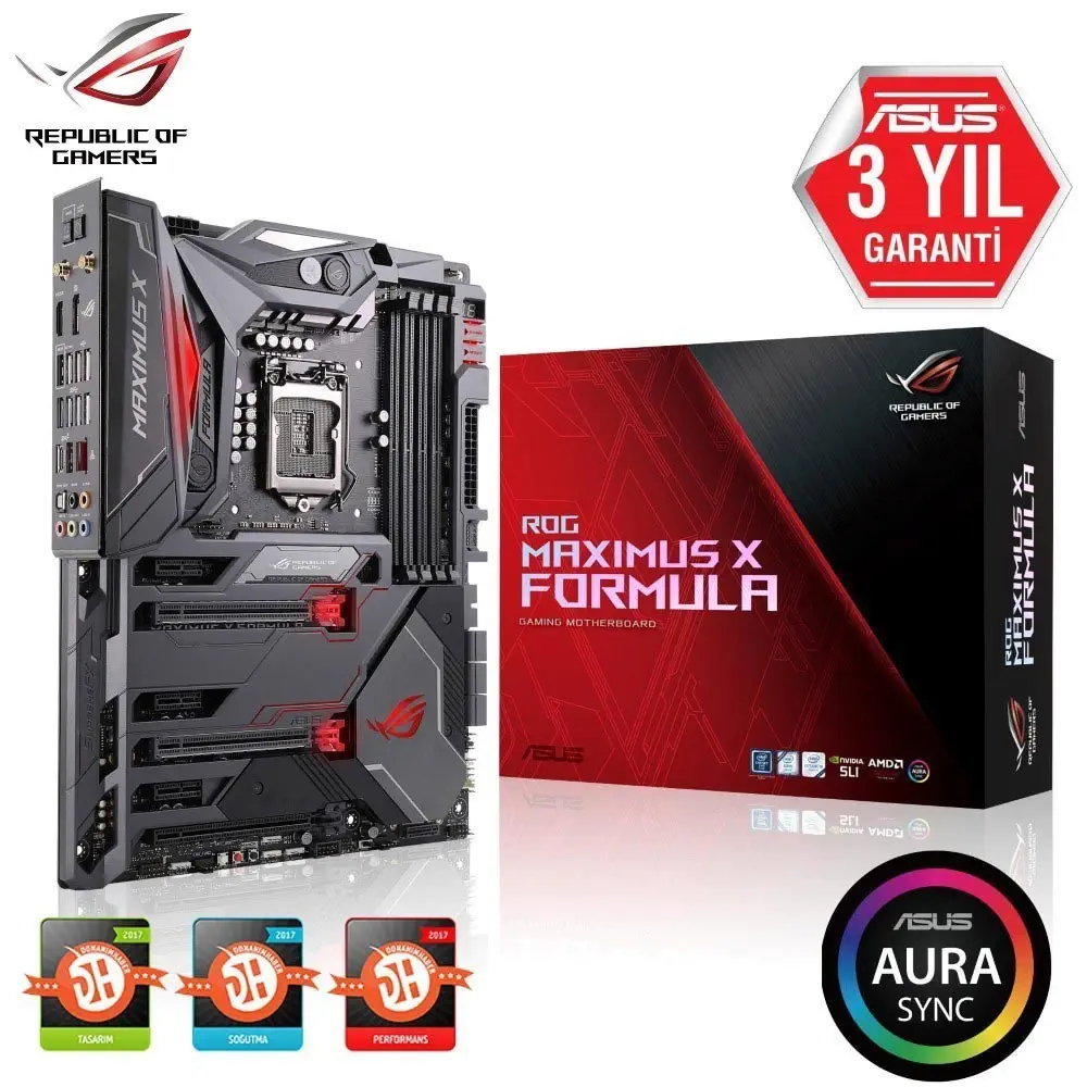 Asus Rog Maximus X Formula Intel Z370 Soket 1151 DDR4 4133MHz(O.C.) ATX Gaming(Oyuncu) Anakart