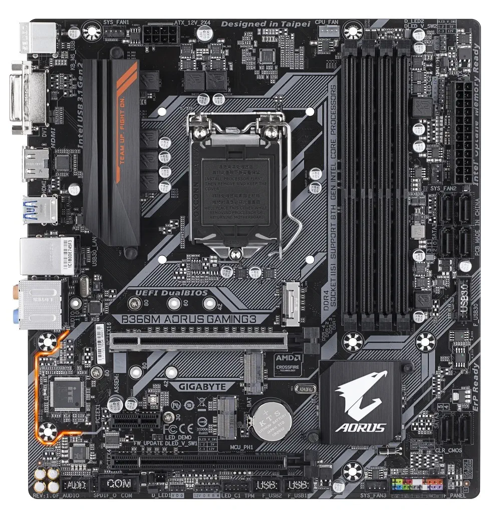 Gigabyte B360M Aorus Gaming 3 Intel B360 Soket 1151 DDR4 2666MHz mATX Gaming Anakart