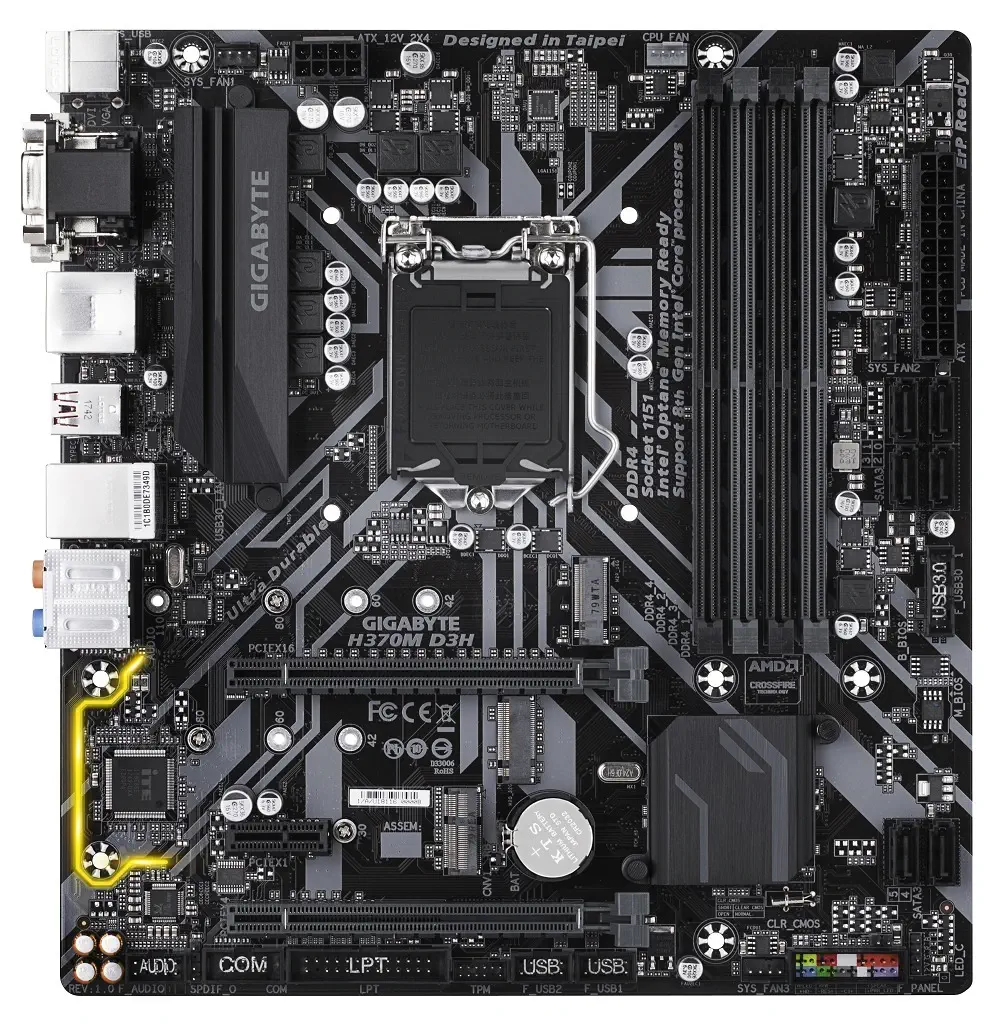 Gigabyte H370M D3H Intel H370 Soket 1151 DDR4 2666MHz mATX Gaming Anakart