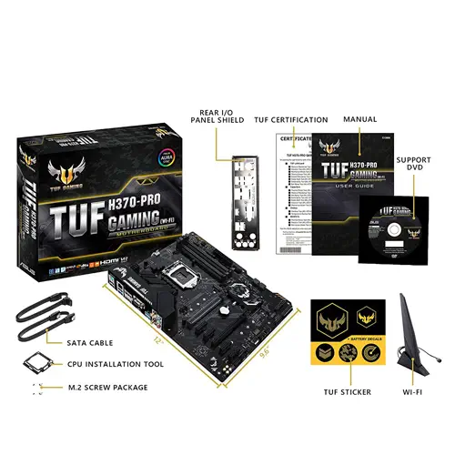 Asus TUF H370-Pro Gaming Wi-Fi Intel H370 Soket 1151 DDR4 2666Mhz ATX Gaming Anakart