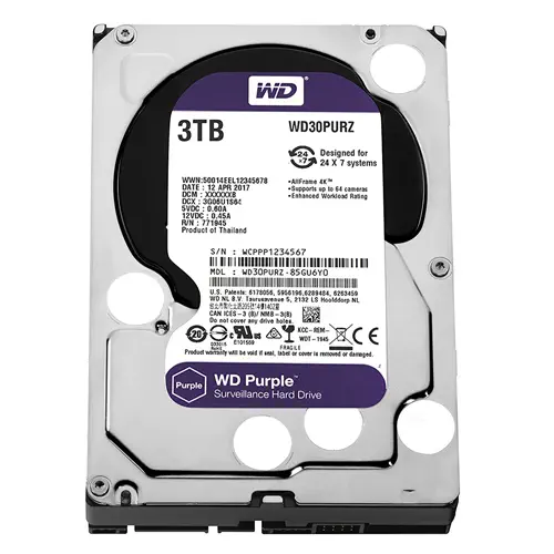 WD Purple 3TB Sata3 HDD 3,5″ 7x24 Güvenlik Diski - WD30PURZ