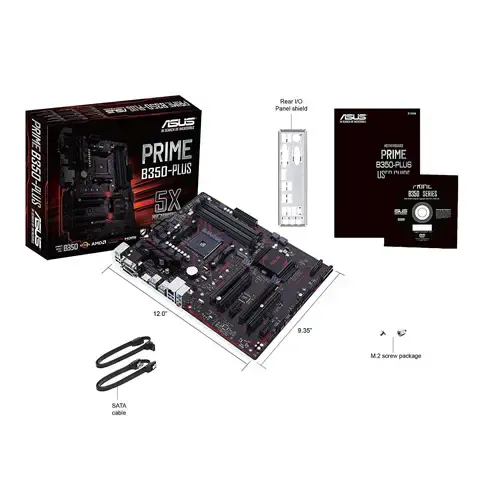 Asus Prime B350-Plus AMD B350 Soket AM4 DDR4 3200(OC)MHz ATX Gaming Anakart