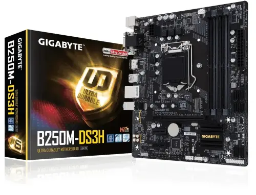 Gigabyte B250M-DS3H Intel B250 Soket 1151 DDR4 2400(OC)MHz mATX Gaming Anakart