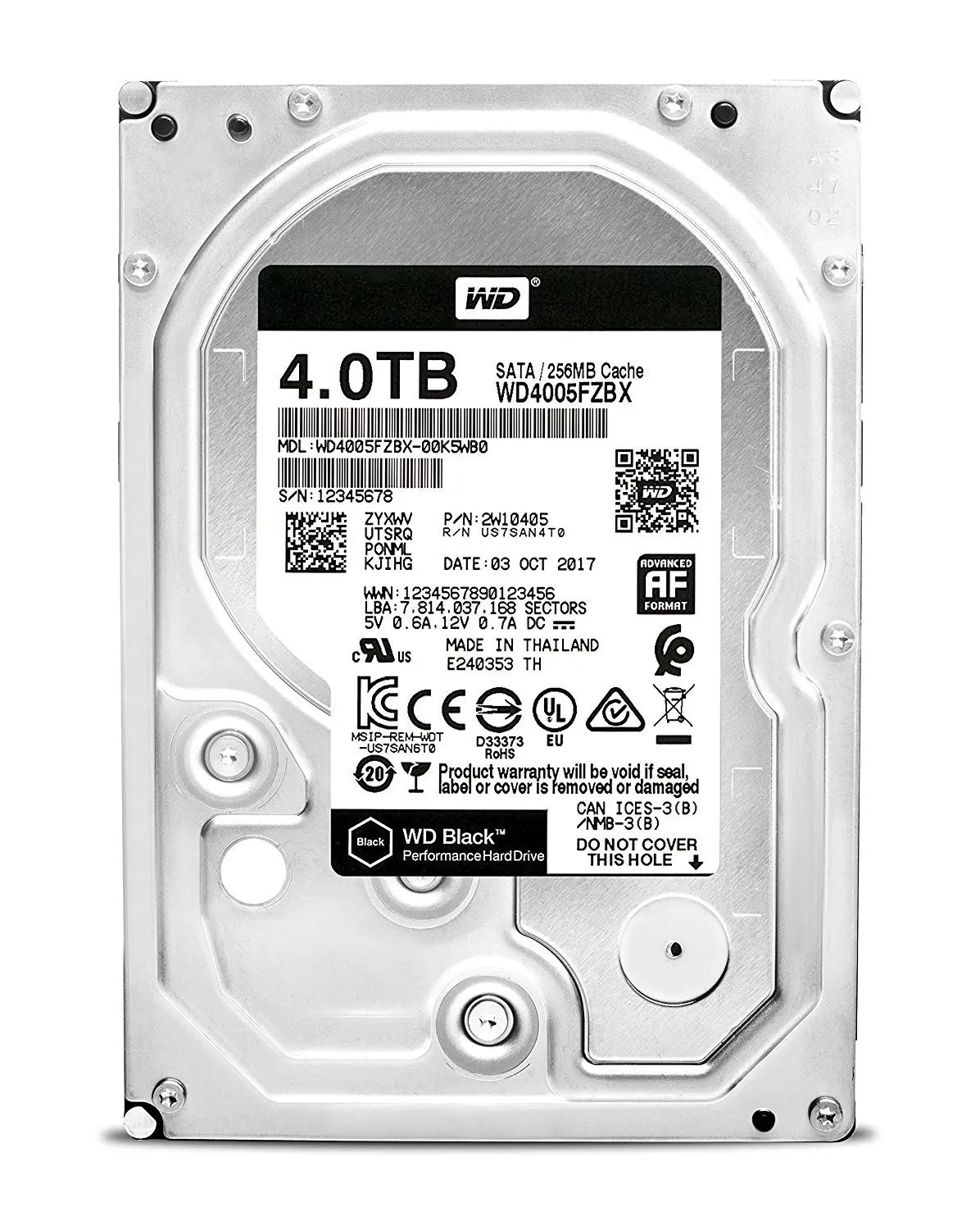 WD Black WD4005FZBX 4TB SATA3 7200Rpm 256Mb Harddisk
