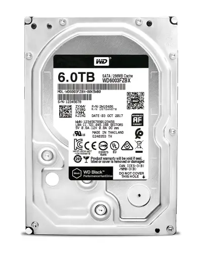 WD Black WD6003FZBX 3.5″ 6TB 7200Rpm SATA 6Gb/s 256MB Cache Harddisk