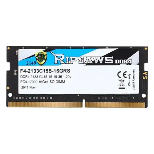 G.Skill Ripjaws F4-2133C15S-16GRS 16GB (1x16GB) DDR4 2133MHz CL15 SO-DIMM Notebook Ram