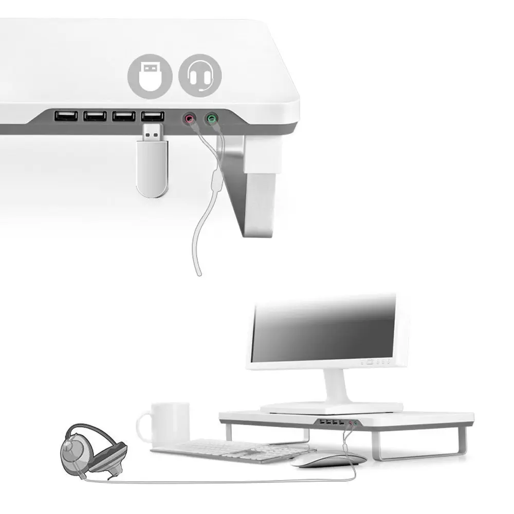 DEEPCOOL M-DESK F1 GREY LCD Monitor Stand up to 27″( Maximum 10kg) Ses+Mikrofon Port