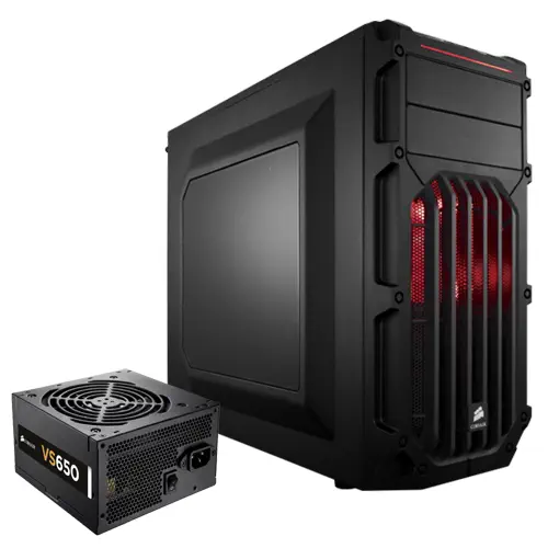 Corsair CC-9011052-650VS Carbide Serisi SPEC-03 Red LED Mid-Tower Siyah Gaming Kasa + VS Serisi VS650 650W 80Plus PSU (CC-9011052-WW + CP-9020051-EU)