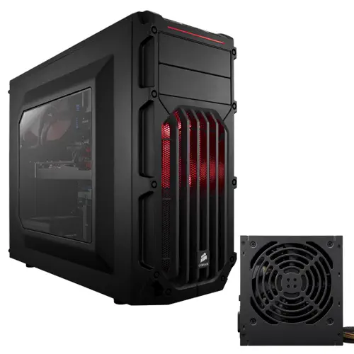 Corsair CC-9011052-650VS Carbide Serisi SPEC-03 Red LED Mid-Tower Siyah Gaming Kasa + VS Serisi VS650 650W 80Plus PSU (CC-9011052-WW + CP-9020051-EU)