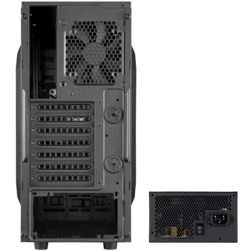 Corsair CC-9011052-650VS Carbide Serisi SPEC-03 Red LED Mid-Tower Siyah Gaming Kasa + VS Serisi VS650 650W 80Plus PSU (CC-9011052-WW + CP-9020051-EU)