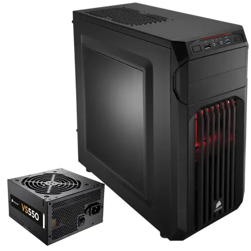 Corsair CC-9011050-550VS Carbide Serisi SPEC-01 Red LED Mid-Tower Siyah Gaming Kasa + VS Serisi VS550 550W 80Plus PSU (CC-9011050-WW + CP-9020050-EU)