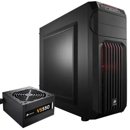 Corsair CC-9011050-550VS Carbide Serisi SPEC-01 Red LED Mid-Tower Siyah Gaming Kasa + VS Serisi VS550 550W 80Plus PSU (CC-9011050-WW + CP-9020050-EU)
