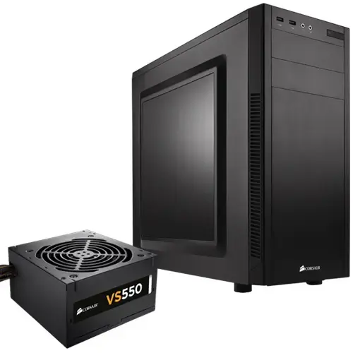 Corsair CC-9011075-550VS Carbide Serisi 100R Mid-Tower Siyah Kasa + VS Serisi VS550 550W 80Plus PSU (CC-9011075-WW + CP-9020050-EU)