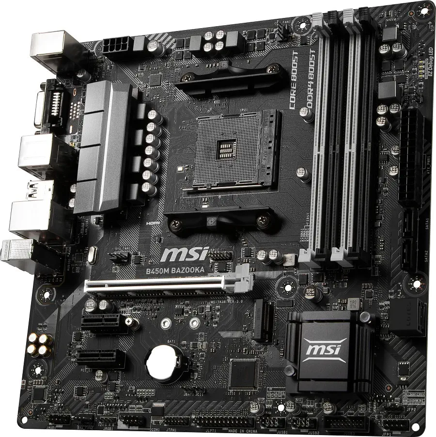 Msi B450M Bazooka AM4 DDR4 Amd B450 Soket AM4 DDR4 DVI HDMI M.2 Usb 3.1 mATX Anakart
