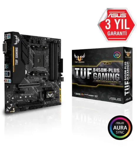 Asus TUF B450M-Plus Gaming AMD B450 Soket AM4 DDR4 4400(OC)MHz mATX Gaming Anakart