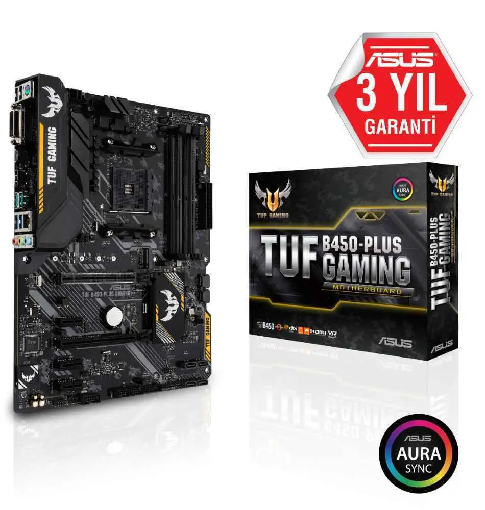 Asus Tuf B450-Plus Gaming AMD B450 Soket AM4 DDR4 4400(OC)MHz ATX Gaming (Oyuncu) Anakart