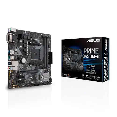 Asus Prime B450M-K AMD B450 Soket AM4 DDR4 4400(OC)MHz mATX Gaming(Oyuncu) Anakart