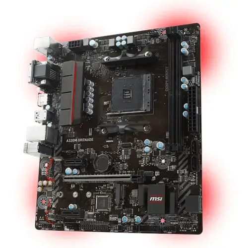 MSI A320M Grenade AMD A320 Soket AM4 DDR4 3200(O.C.)MHz mATX Gaming(Oyuncu) Anakart