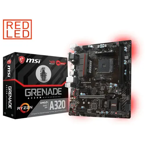 MSI A320M Grenade AMD A320 Soket AM4 DDR4 3200(O.C.)MHz mATX Gaming(Oyuncu) Anakart