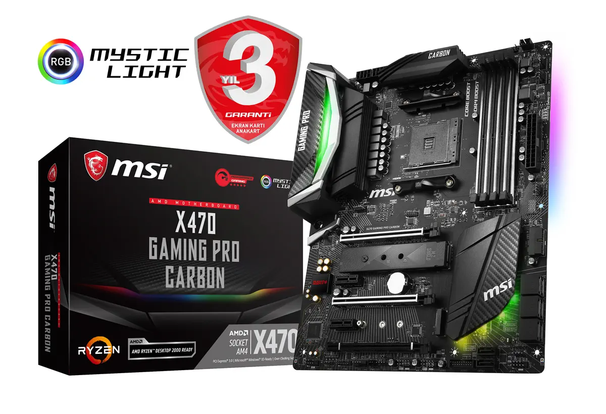 MSI X470 Gaming Pro Carbon AMD X470 Soket AM4 DDR4 2667Mhz ATX Gaming Anakart