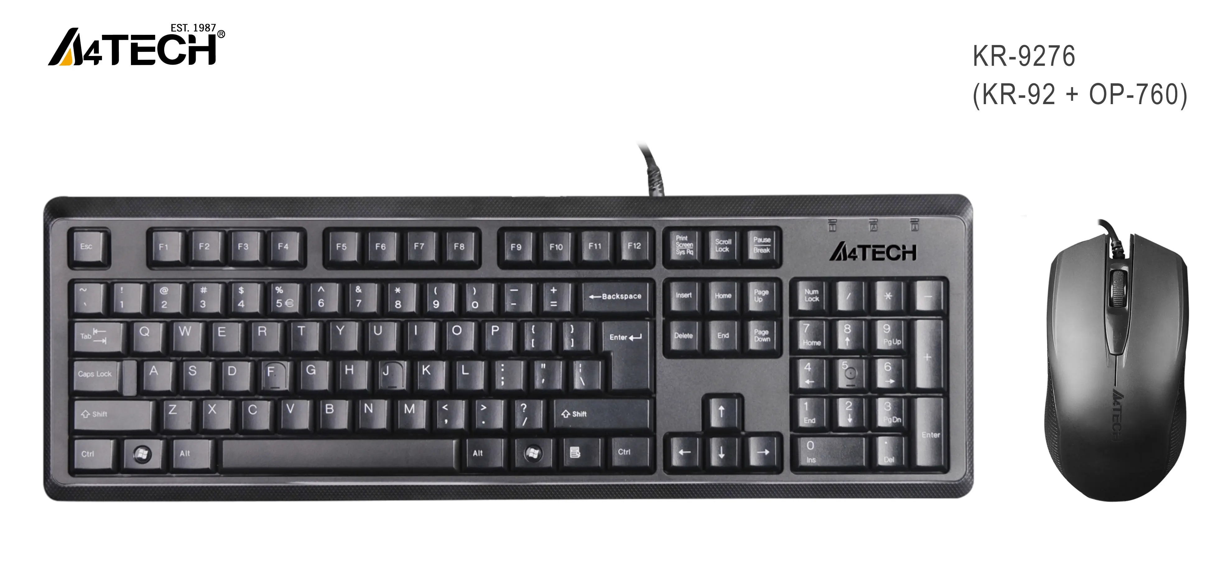 A4 Tech KR-9276 USB TR Q Siyah Klavye+ Optik Mouse