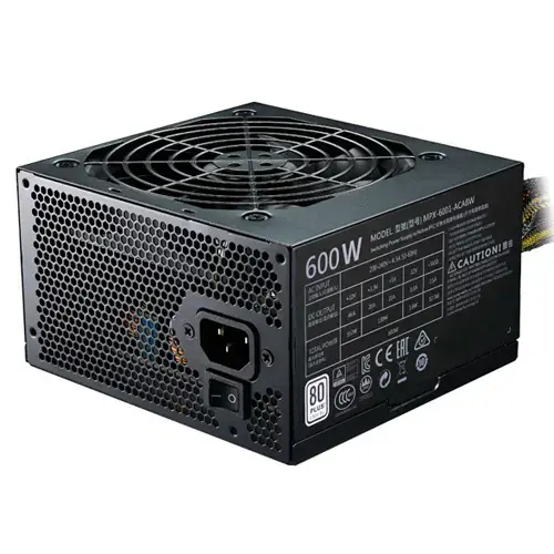 Cooler Master MasterWatt Lite 600 MPX-6001-ACABW-EU 80 Plus White 600W 120mm Fanlı Power Supply