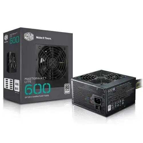 Cooler Master MasterWatt Lite 600 MPX-6001-ACABW-EU 80 Plus White 600W 120mm Fanlı Power Supply