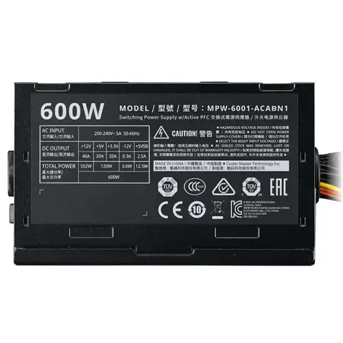 Cooler Master Elite V3 MPW-6001-ACABN1 600W Aktif PFC 120mm Fanlı Power Supply