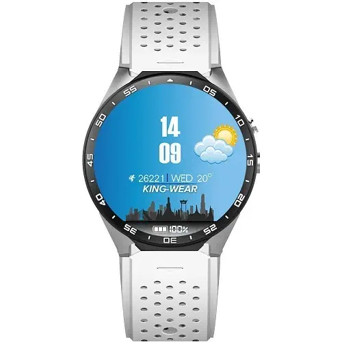 Kingwear KW88 1.39″ Ekran MTK6580 Quad Core 1.3GHZ İşlemcili Android 5.1 3G Telefon Özellikli Beyaz Akıllı Saat - 2 Yıl KingWear Türkiye Garantili