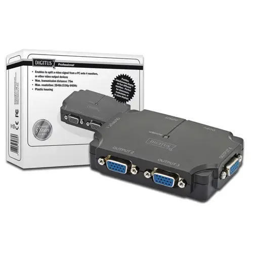 Digitus DS-42120-1 2048x1536p 350MHz 4-Port VGA Video Çoklayıcı