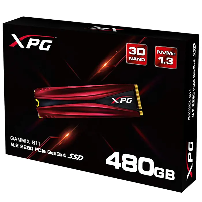 Adata XPG Gammix S11 480GB 3050MB/1700MB/s PCIe Gen3x4 M.2 2280 SSD Disk - AGAMMIXS11-480GT-C