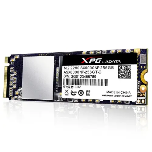 Adata XPG SX6000 ASX6000NP-256GT-C 256GB 3D NAND 1000B/800MB/s PCIe Gen3x2 M.2 2280 SSD Disk 