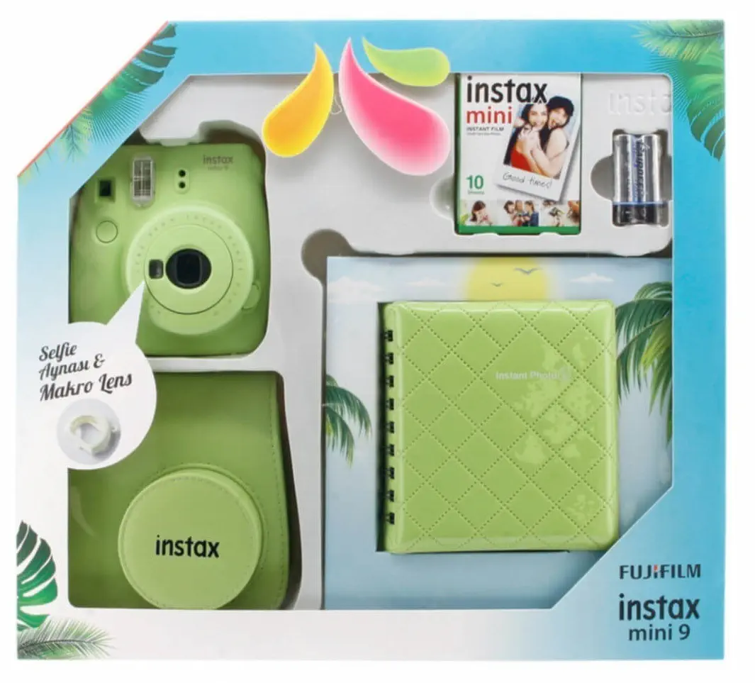 Fujifilm Instax Mini 9 Kit - Açık Yeşil (Instax Makine + 10`lu Film + Albüm + Çanta)