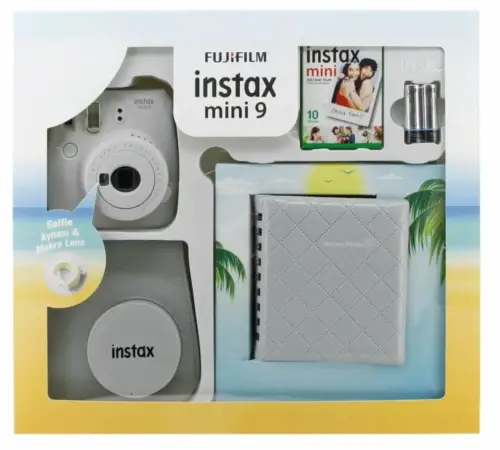 Fujifilm Instax Mini 9 Kit - Beyaz (Instax Makine + 10`lu Film + Albüm + Çanta)