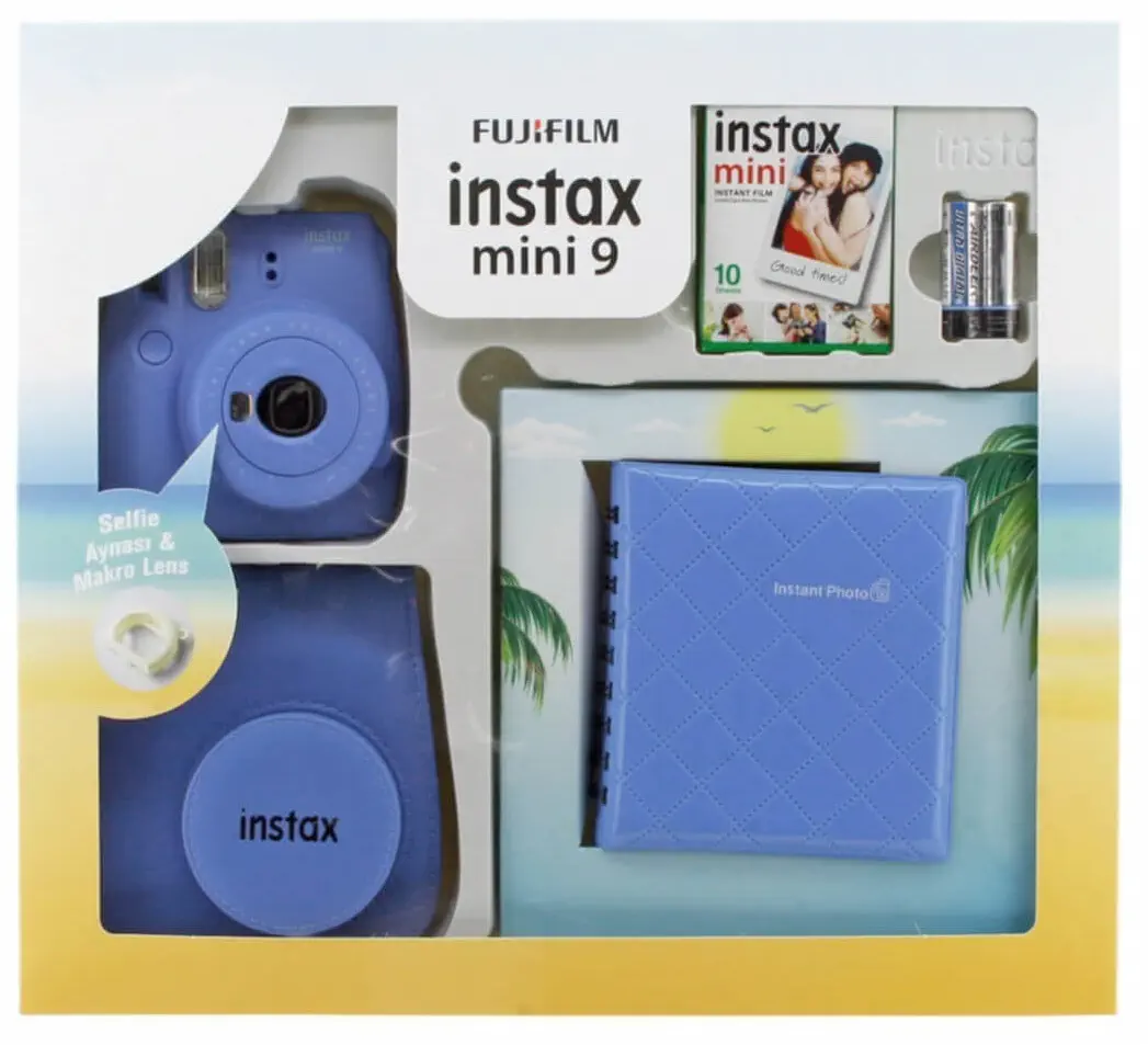 Fujifilm Instax Mini 9 Kit - Koyu Mavi (Instax Makine + 10`lu Film + Albüm + Çanta)
