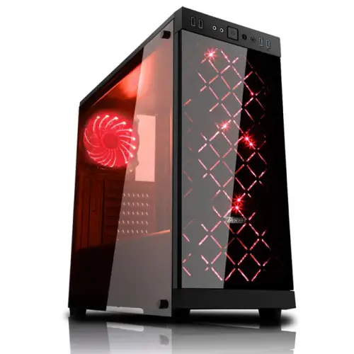 Power Boost Elegance Serisi VK-G1006R Kırmızı LED Fan USB 3.0 Temperli Cam Panel Mid-Tower Gaming Kasa