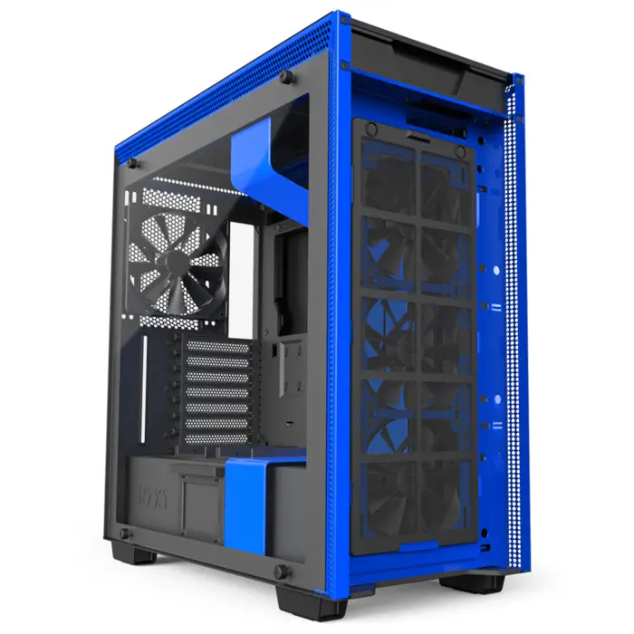 NZXT H700i CA-H700W-BL Pencereli RGB Akıllı Mat Siyah-Mavi Mid-Tower Kasa
