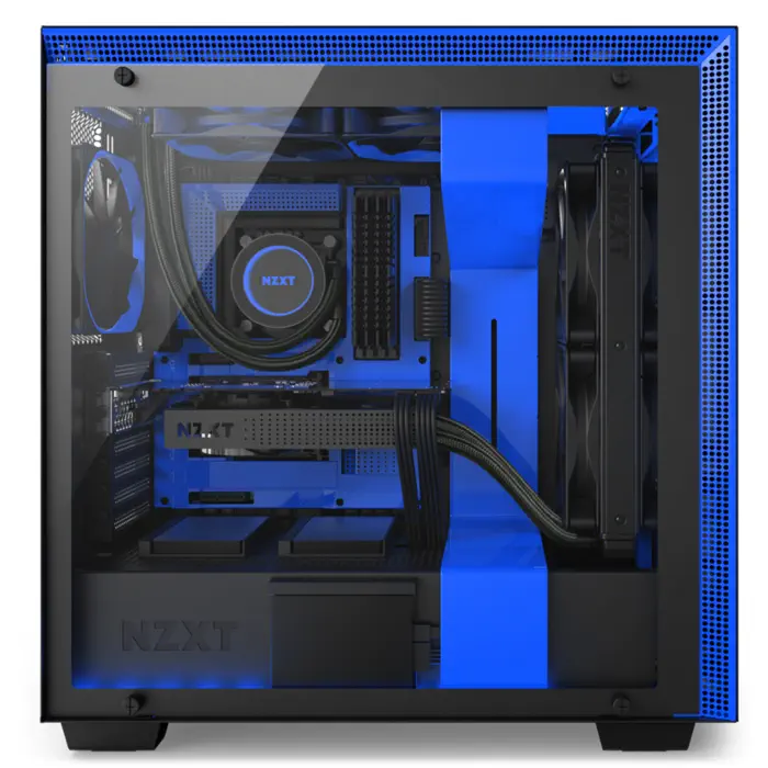 NZXT H700i CA-H700W-BL Pencereli RGB Akıllı Mat Siyah-Mavi Mid-Tower Kasa