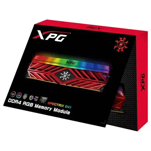 Adata XPG Spectrix D41 RGB 16GB (2x8GB) DDR4 3200MHz CL16 Dual Kit Kızıl Gaming Ram (AX4U320038G16-DR41)