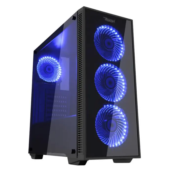 Power Boost Elegance Serisi VK-G1007B Mavi LED Fan USB 3.0 Temperli Cam Panel Mid-Tower Gaming Kasa