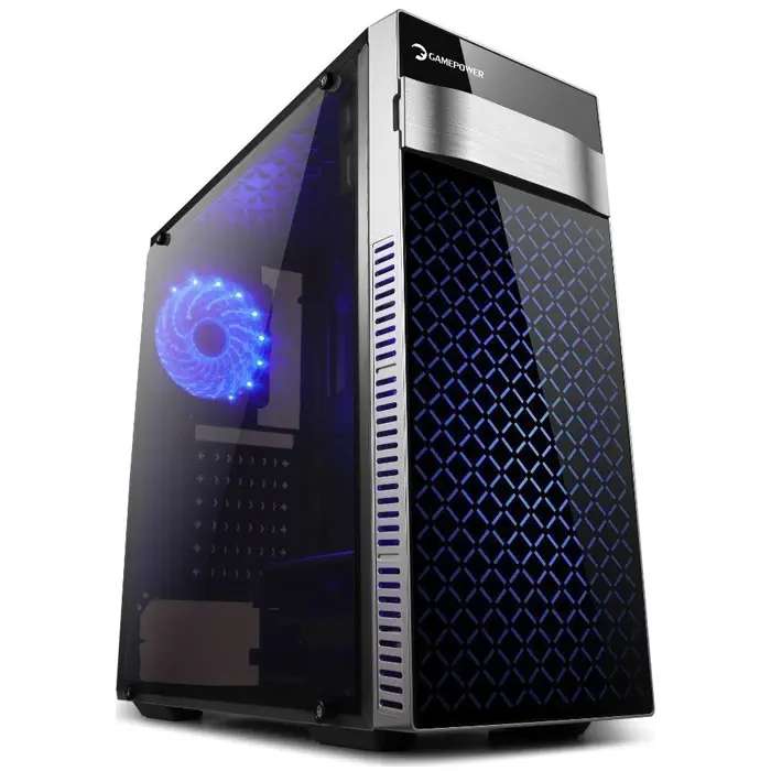 GamePower Atlas 500W Gaming 2*120mm Mavi Led Fanlı Şeffaf Akrilik Yan Panel Mid ATX Kasa