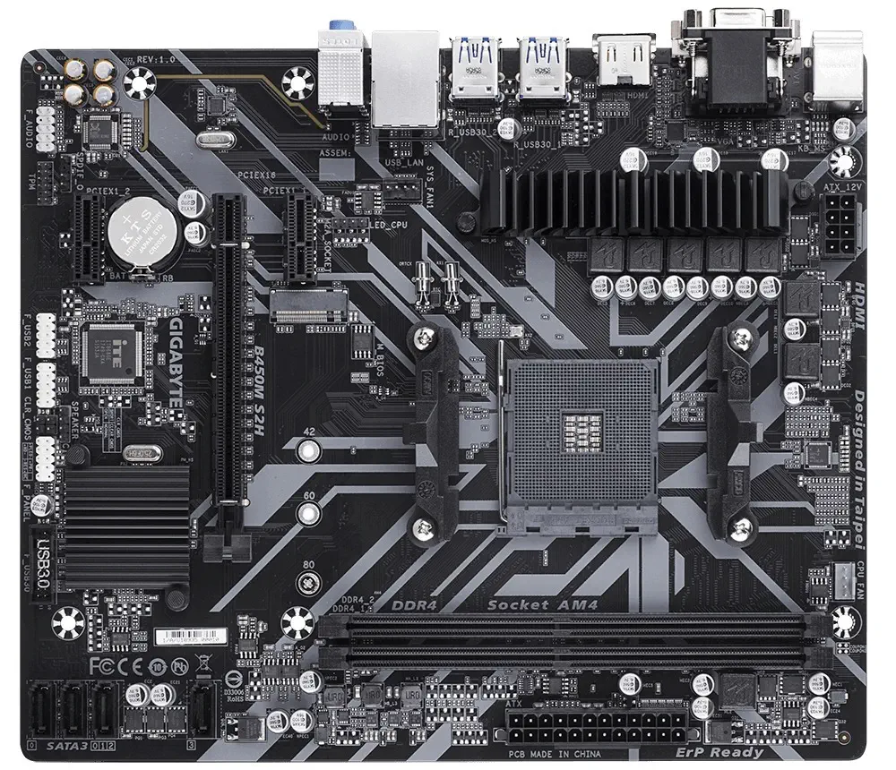 Gigabyte B450M S2H AMD B450 Soket AM4 DDR4 3600(O.C.)Mhz mATX Anakart