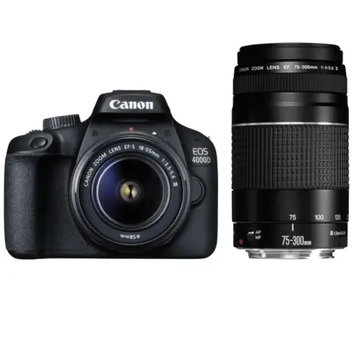 Canon EOS 4000D 18-55mm + 75-300mm Lens DC Dijital SLR Fotoğraf Makinesi