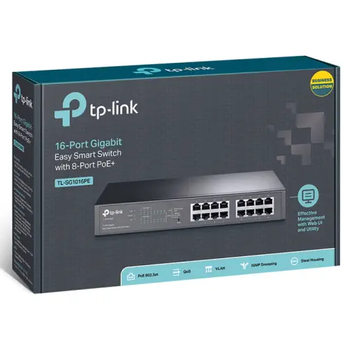 Tp-Link TL-SG1016PE 16 Port 10/100/1000Mbps 8 Port PoE+ Easy Smart Switch