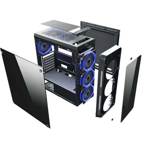 Power Boost JBST-VKG3904S USB3.0 Full Siyah Arcylic Halo Rainbow RGB Fan Gaming Kasa (PSU Yok)