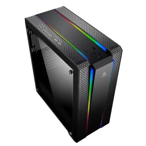 Power Boost VK-G3901S USB3.0 Siyah Rainbow RGB Fan Strip Kasa (PSU Yok)