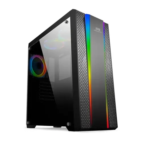 Power Boost VK-G3901S USB3.0 Siyah Rainbow RGB Fan Strip Kasa (PSU Yok)
