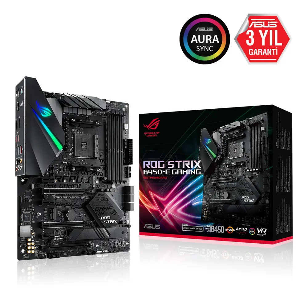 Asus Rog Strix B450-E Gaming AMD B450 Soket AM4 DDR4 4400(OC)MHz ATX Gaming (Oyuncu) Anakart